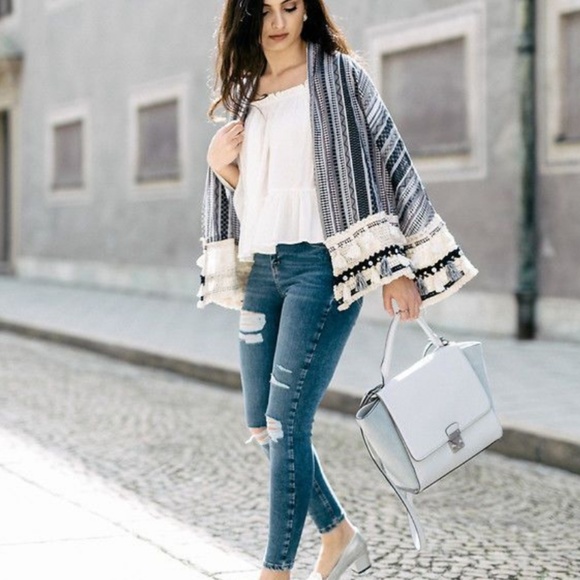Zara Jackets & Blazers - Zara Beaded Tassel Folk Kimono Jacket